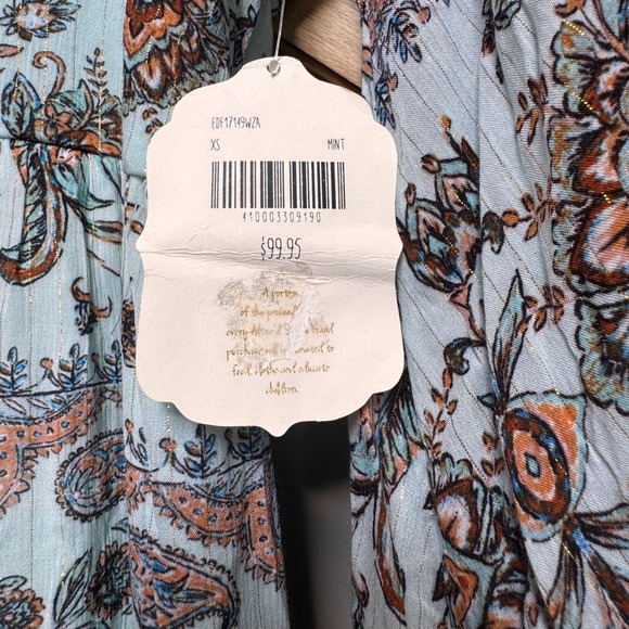 NWT Altar'd State Mint Paisley High Low Maxi Dress XS Gold Boho Fairy Cottage - Picture 5 of 9